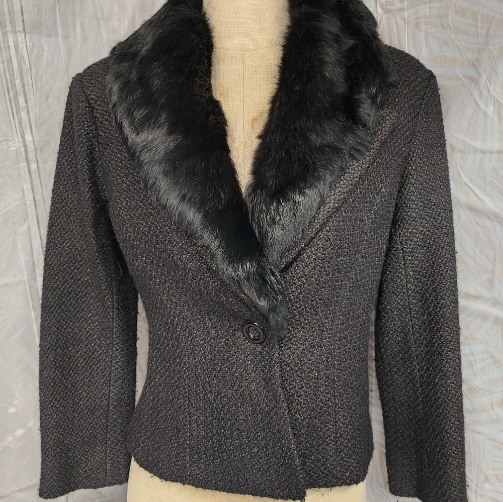 Mur Mur - Black Fur Trimmed Jacket - Size M